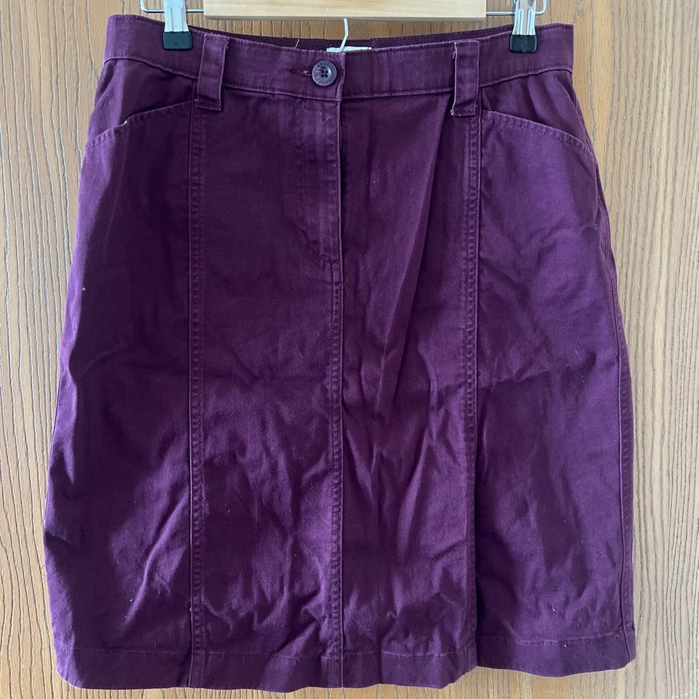LL Bean Knee Length Plum Cargo Skirt 10
